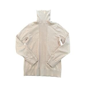 Tommy Hilfiger Womens Sz S Turtle Neck Lightweight Tan Sweater Shirt